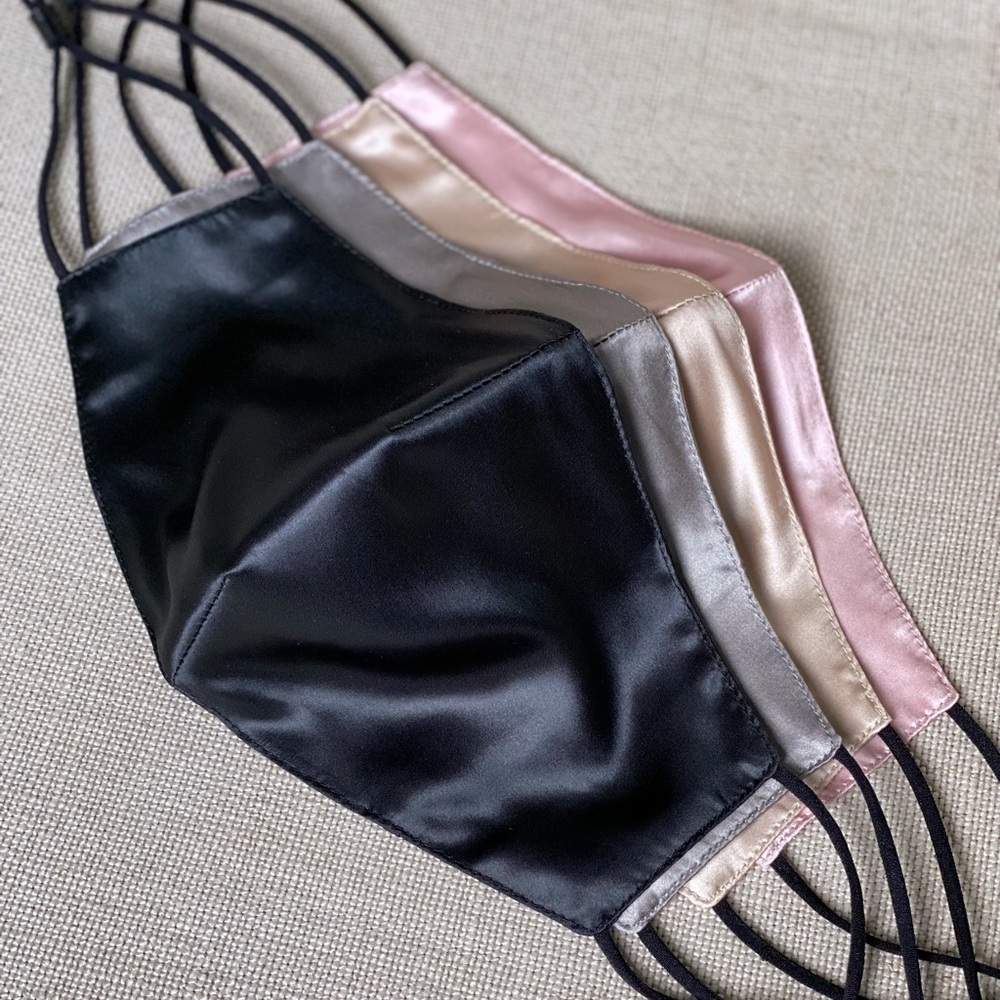 4 Luxury Silk Face Masks + 20 PM 2.5 Filters | Onyx, Pewter, Champagne, Blush